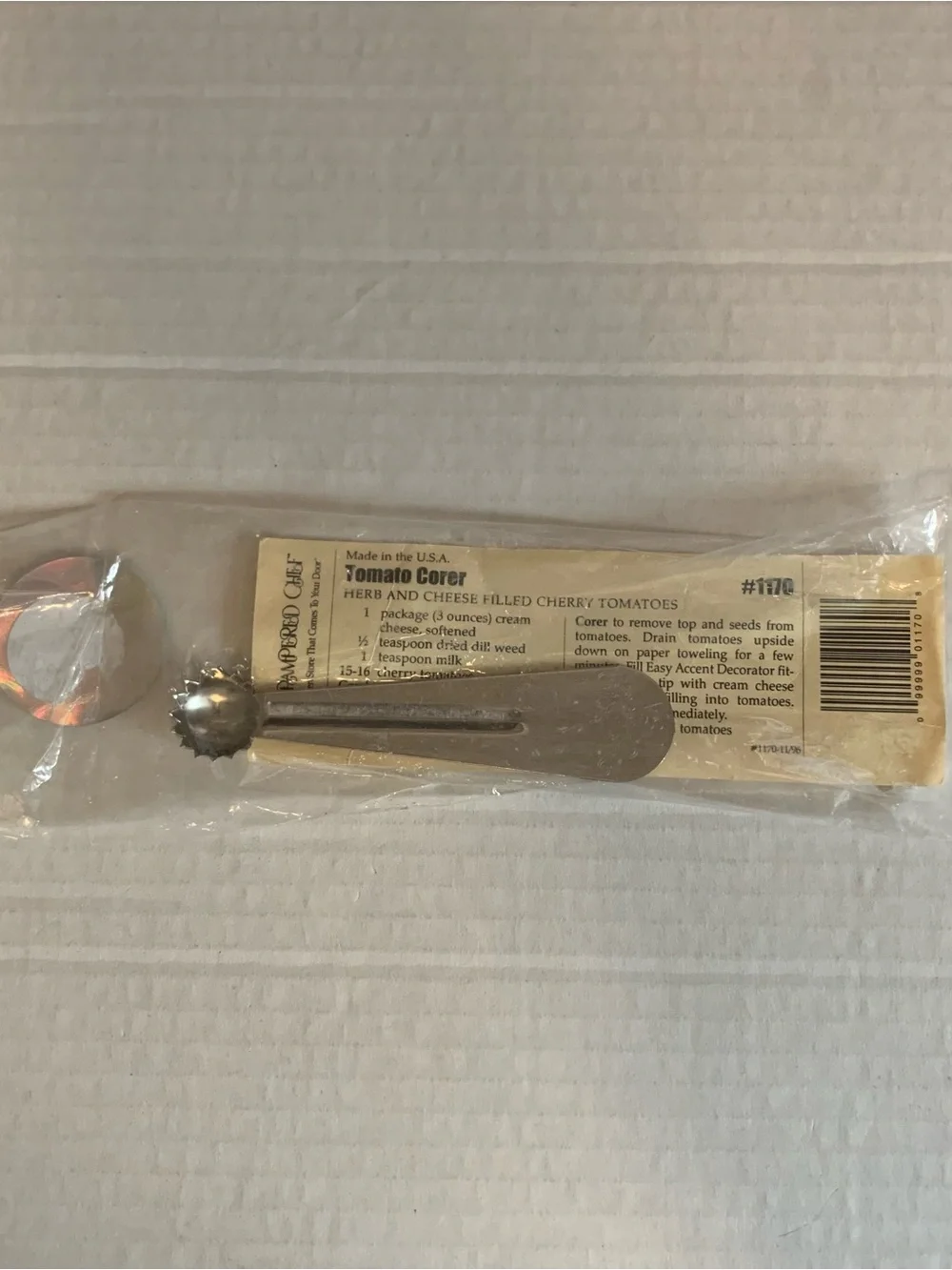 Pampered Chef Stainless Steal Tomato Corer Vintage 1996 # 1170 NEW